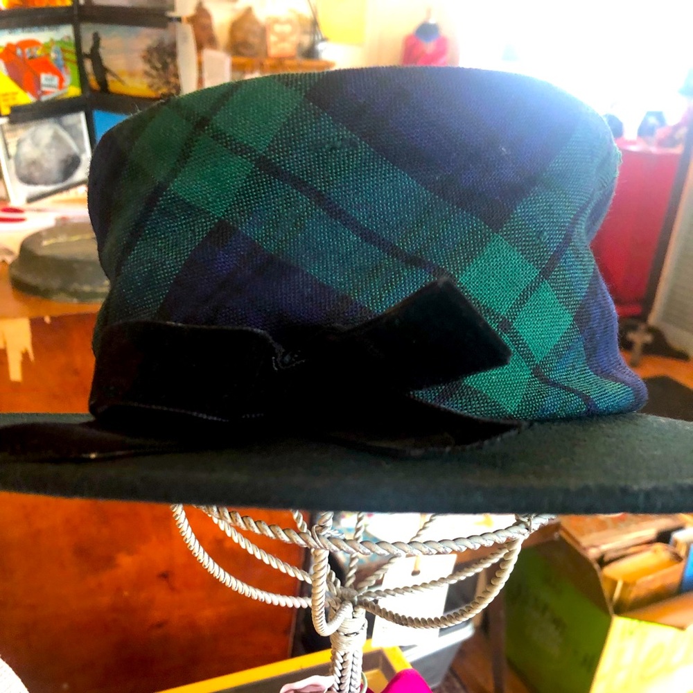 80s wool felt hat plaid